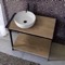 Console Sink Vanity With Ceramic Vessel Sink and Natural Brown Oak Shelf, 35